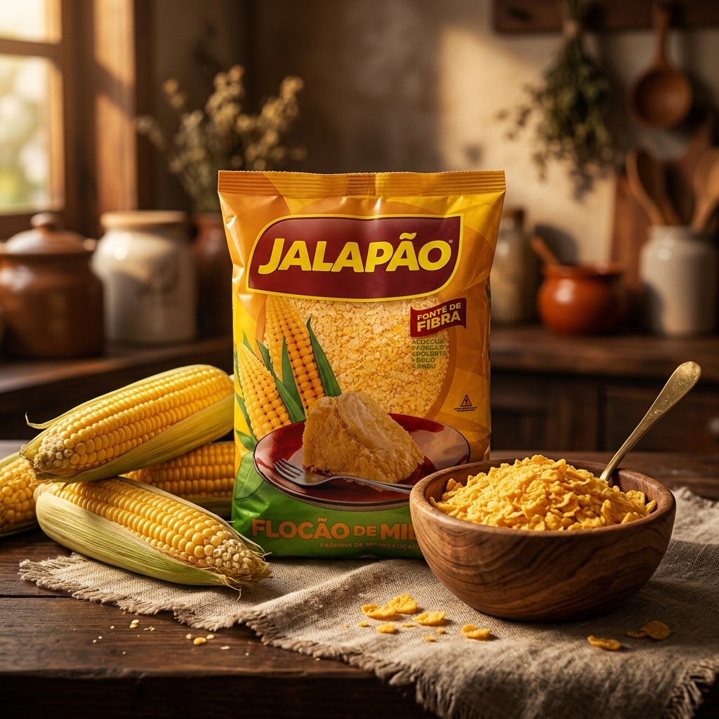Flocos de Milho Jalapão 400g - Cereal Integral com Fibra
