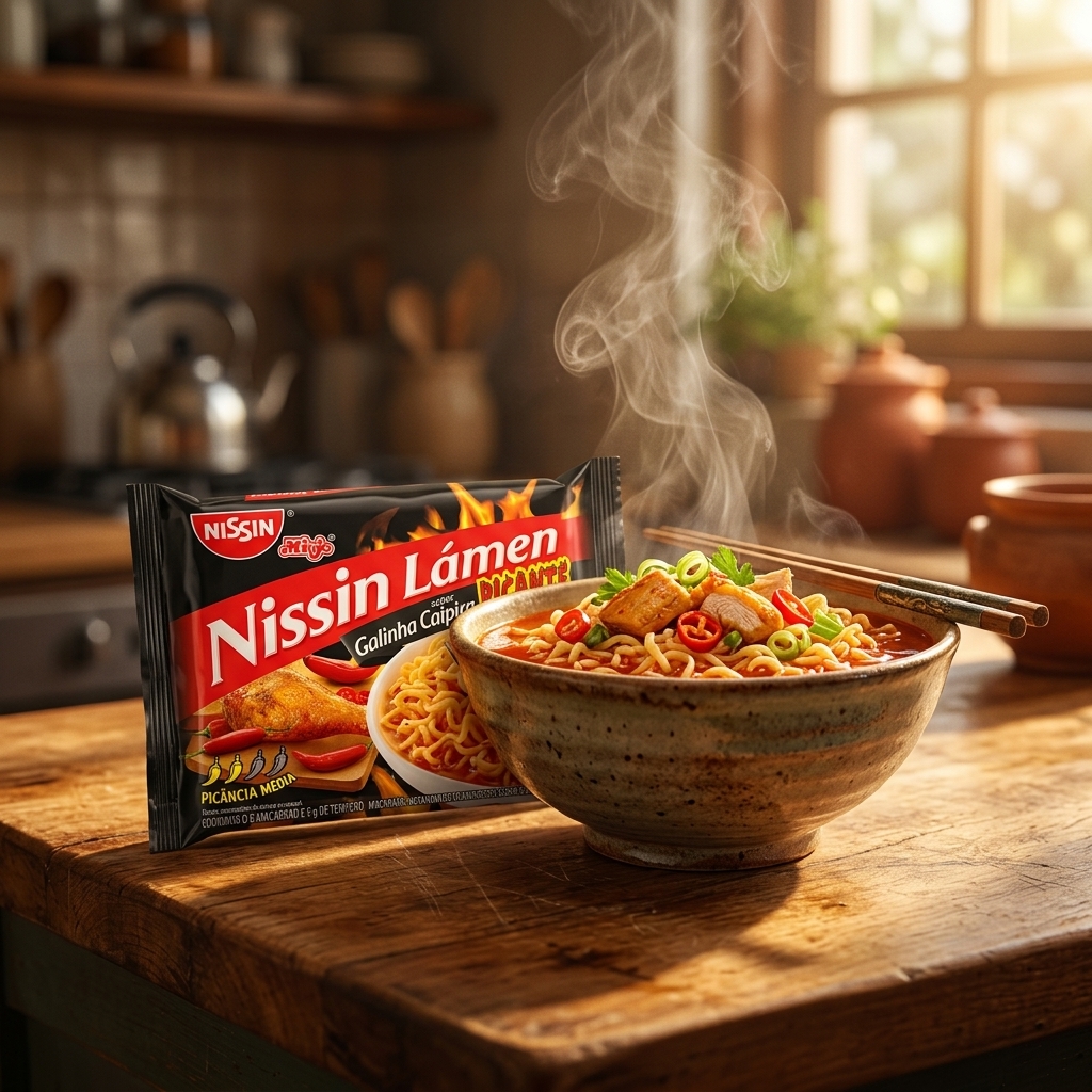 Nissin Lamen Galinha Caipira Picante - Macarrão Instantâneo 85g