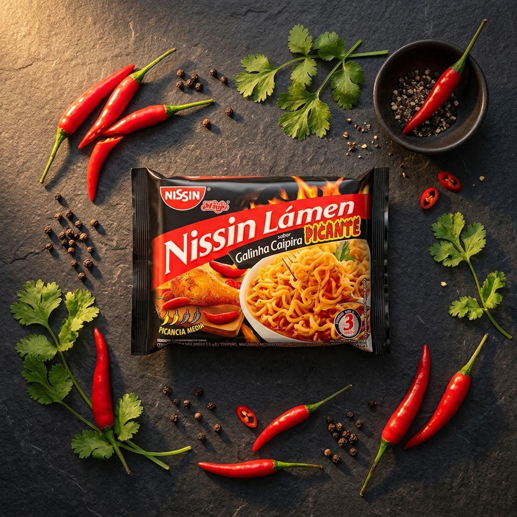 Nissin Lamen Galinha Caipira Picante - Macarrão Instantâneo 85g