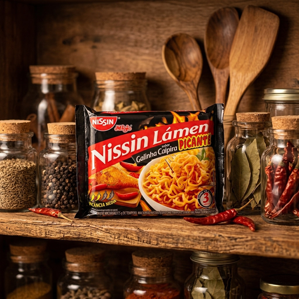 Nissin Lamen Galinha Caipira Picante - Macarrão Instantâneo 85g